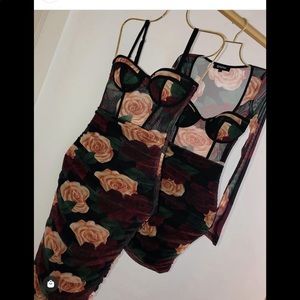 Floral midi corset dress